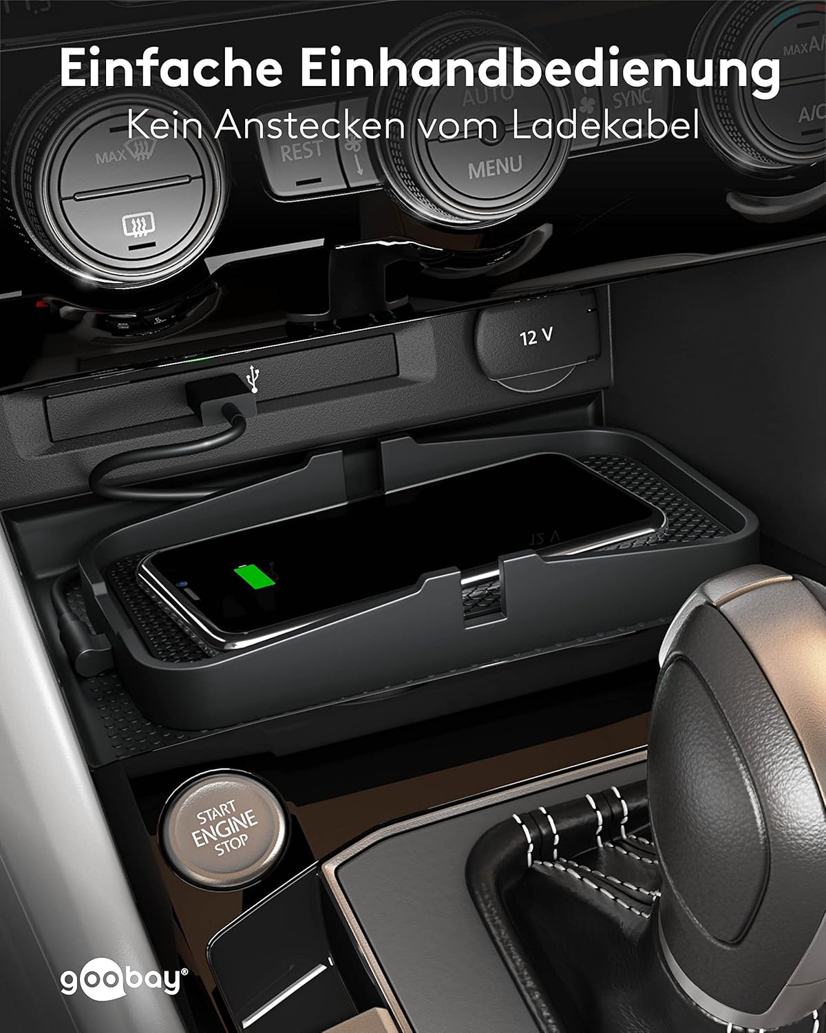 Kfz Wireless Charger 15W Qi Ladestation / kabelloses Ladegerät 15W / Induktive Ladestation Auto / Induktionsladegerät mit Handyhalter