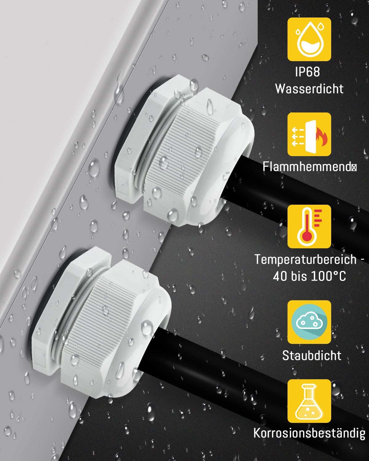 42 Stück Kabelverschraubung Set - Caianwin IP68 Kabeldurchführung Wasserdicht M12 M16 M20 M25 Verschraubung Set für Abzweigkasten,Verteilerkasten, Aufputz-Sicherungskasten,Wandverteiler