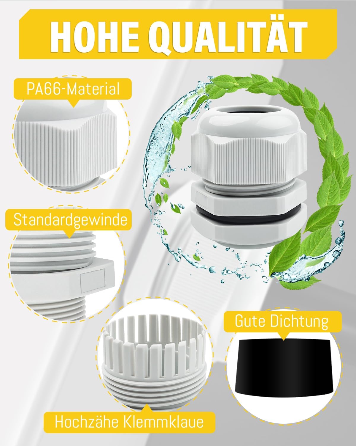 42 Stück Kabelverschraubung Set - Caianwin IP68 Kabeldurchführung Wasserdicht M12 M16 M20 M25 Verschraubung Set für Abzweigkasten,Verteilerkasten, Aufputz-Sicherungskasten,Wandverteiler