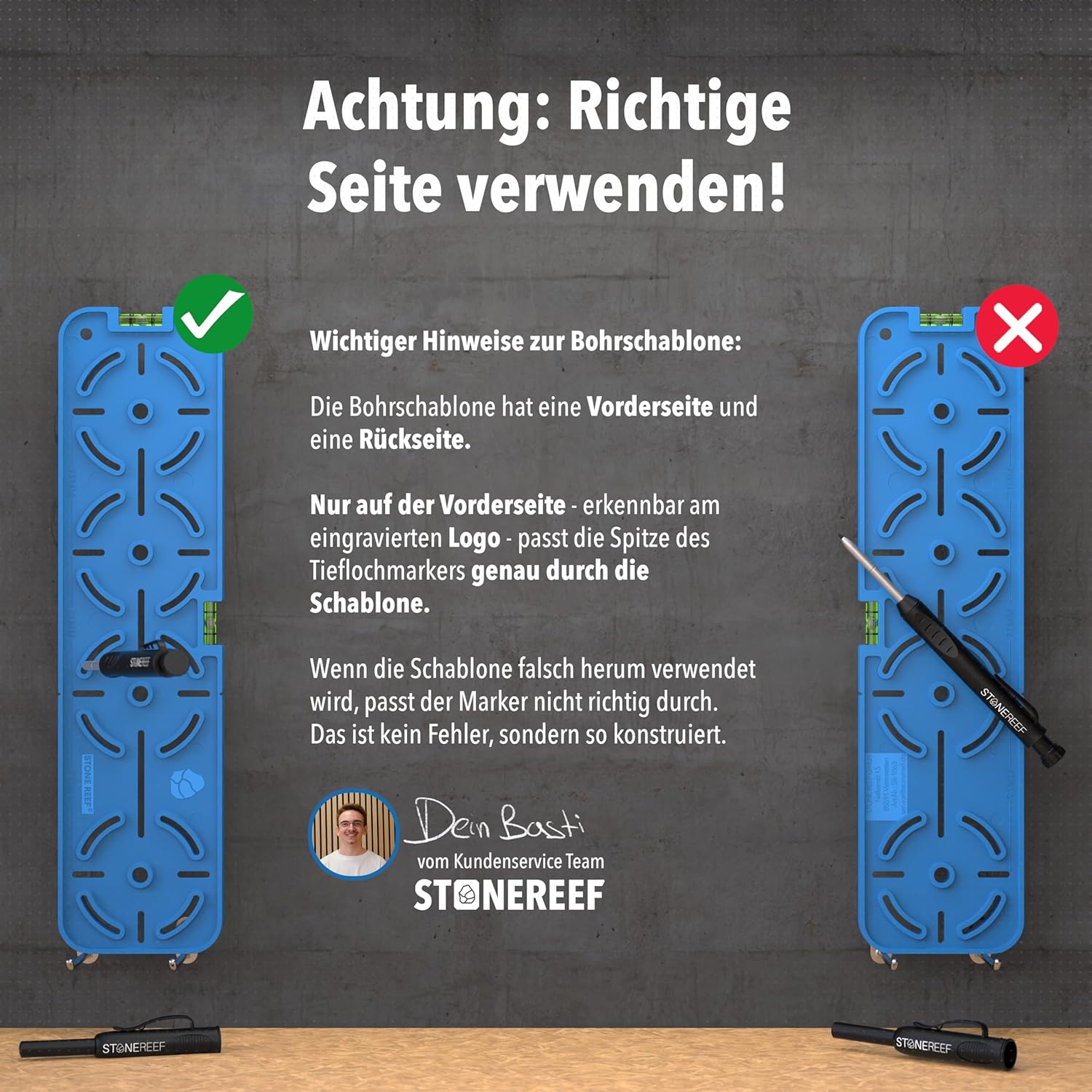 Bohrschablone für Steckdosen [inkl. Tieflochmarker] Perfekt für Trockenbau, Hohlraumdosen und Unterputzdose, Elektriker Wasserwaage, Schablone für Bohrkrone, Steckdosenbohrer 71mm und 91mm