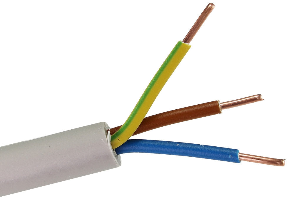 Stromleitung "NYM-J", 50m, isoliert 3G2,5, grau, Außen-Ø 8,2mm, Ring