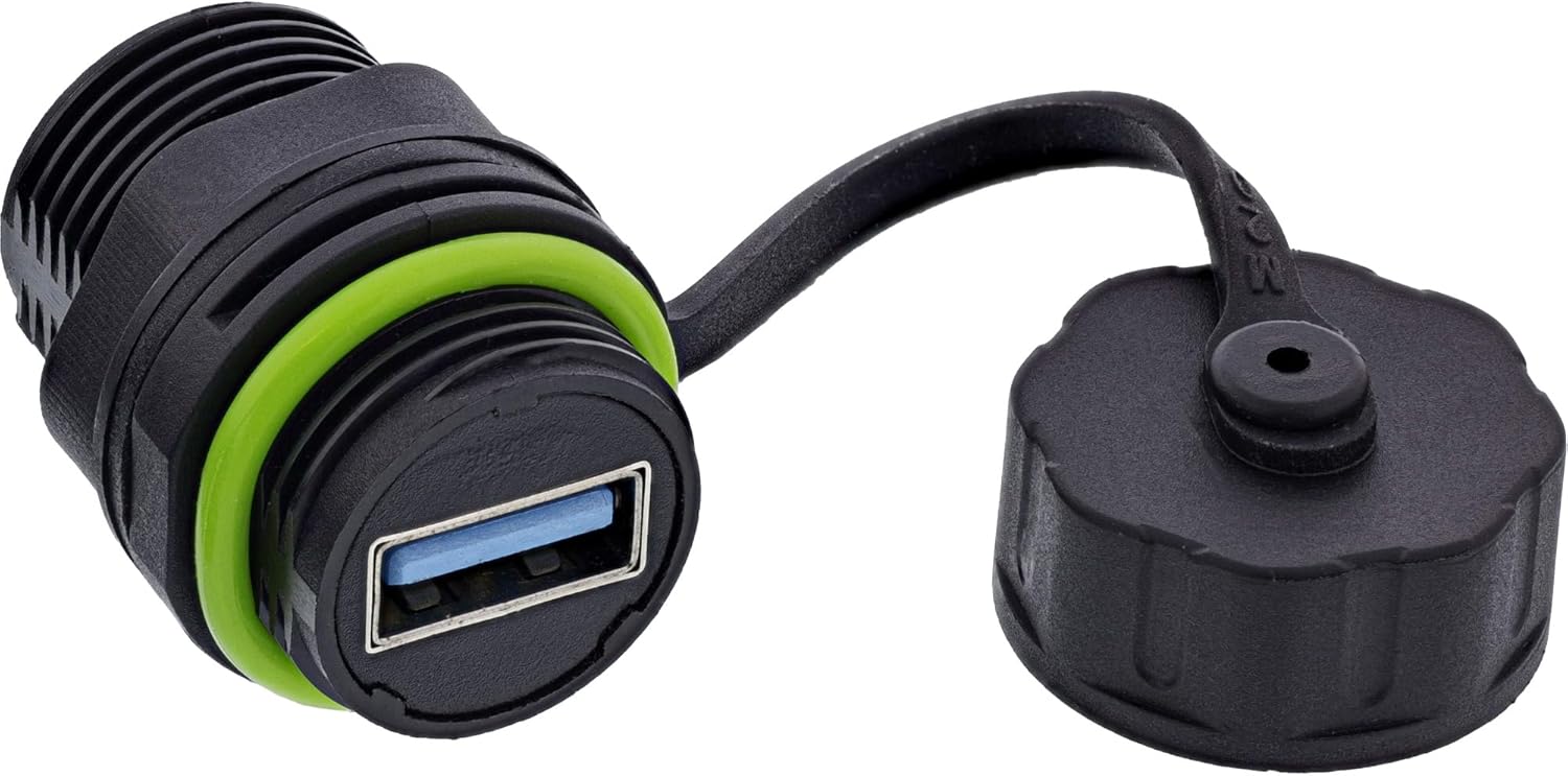 USB-A-Kabelkupplung, mini, IP68 wasserdicht, geschirmt, USB-A Buchse zu Buchse, 5 Gb/s Daten & 5 V/2 A Strom, USB-Verlängerung für Outdoor & Technik