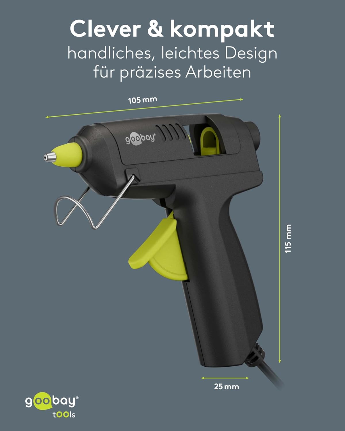 Heißklebepistole 20W inkl. 50 Klebesticks - für 7mm Sticks, 1m Kabel, schnelle Aufheizzeit 3-4 min, Reparaturen oder DYI, vielseitig einsetzbar für Keramik, Holz, Metall, Leder