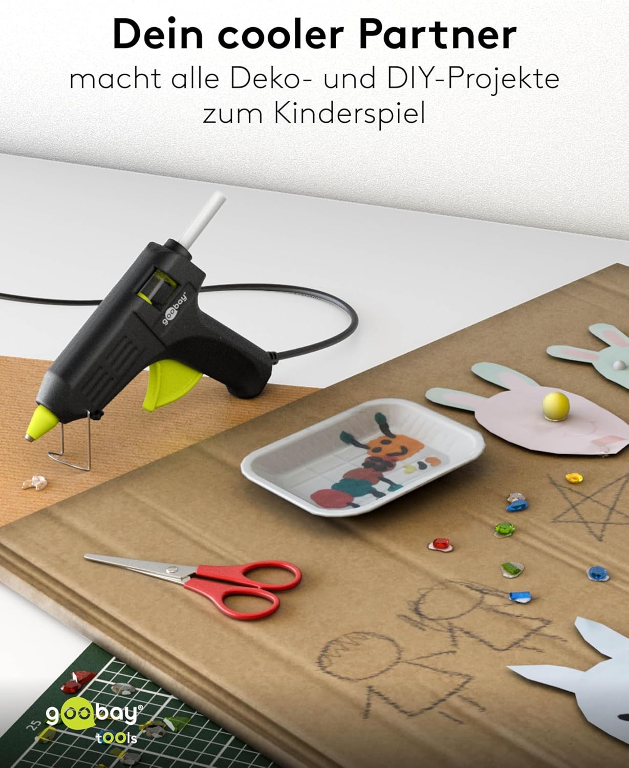 Heißklebepistole 40W inkl. 20 Klebesticks - für 11mm Sticks, 1m Kabel, schnelle Aufheizzeit 2-3 min, Reparaturen oder DYI, vielseitig einsetzbar für Keramik, Holz, Metall, Leder