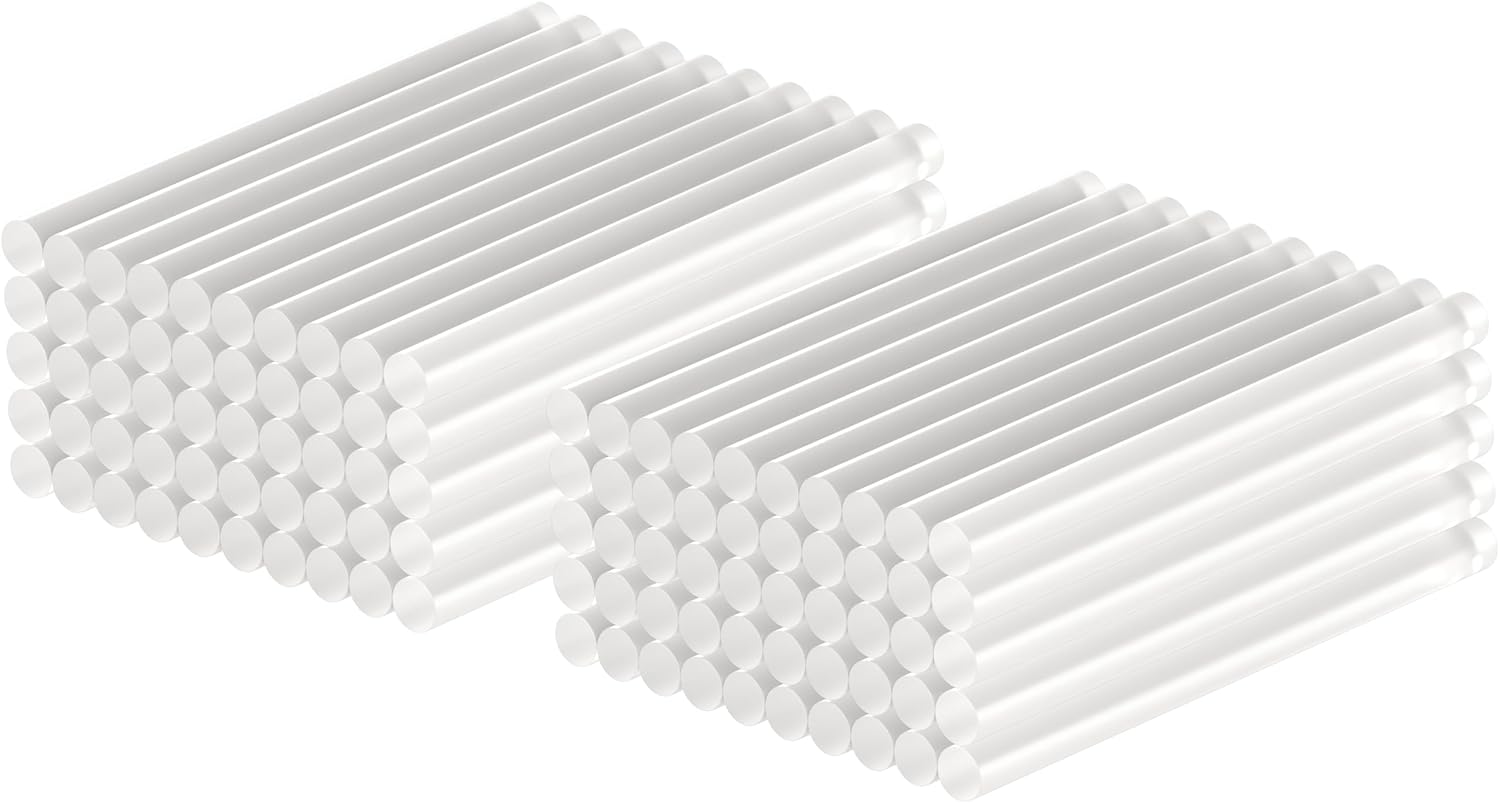 Heißklebepistole Sticks 7x100 mm, 100 Stk, Klebesticks für Standard-Klebepistolen, Heißklebesticks, schnelltrocknend, für Modellbau, Bastel- und DIY-Projekte, Transparent