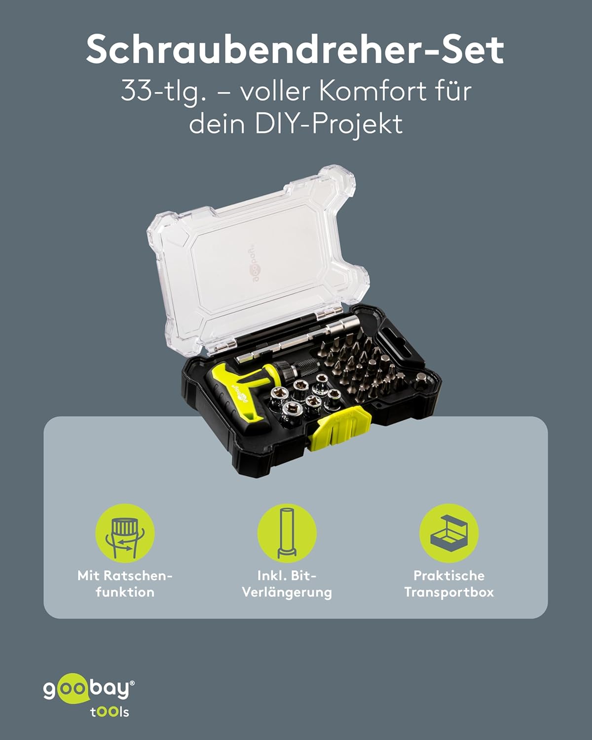 Schraubendreher-Set mit 30-teiligem Bitsatz, T-Griff-Ratsche mit Quick-Release, S2-Stahl-Bits, Steckschlüsselsatz, Bit-Verlängerung, Werkzeug für Montage-, Reparatur- und Heimwerkerarbeiten