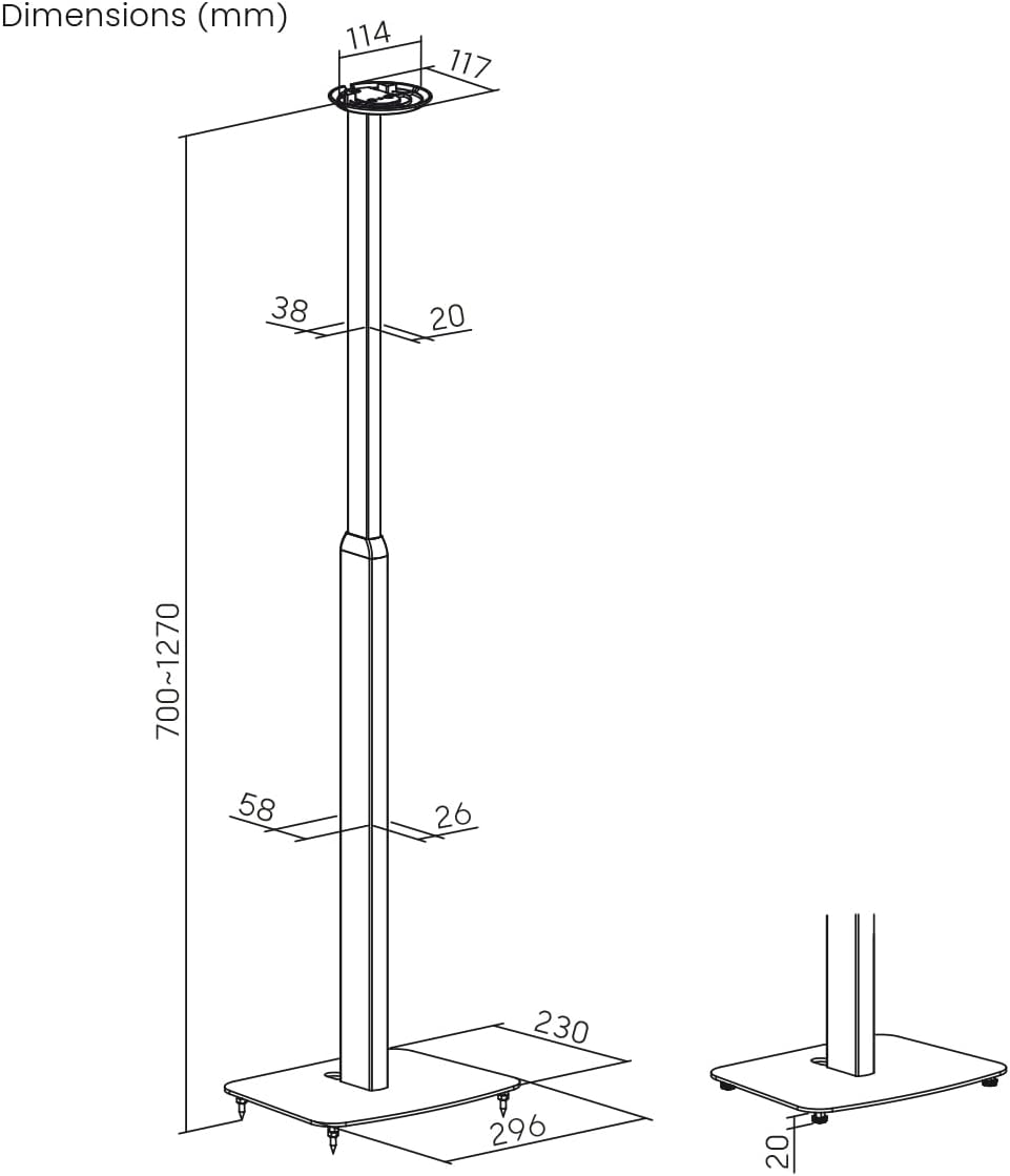 My Wall SonosEra100 Höhenverstellbare Lautsprecherständer - HS43WL, 2er Set, Sonos Ständer Höhenverstellbar, Perfekte Klangausrichtung, Entkoppelung, Sonos Standfuß