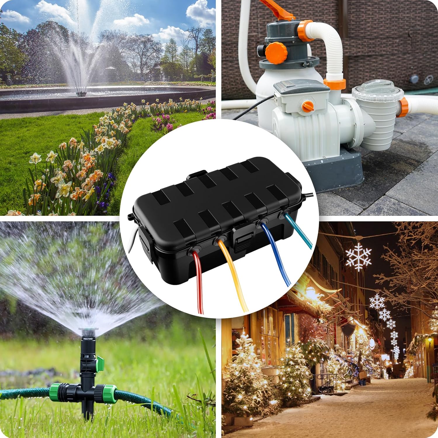 wasserdichte Kabelbox für den Außenbereich, IP54 wasserdicht, Wetterfeste Kabelbox, Ideal zum Schutz von Verlängerungskabeln, Steckdosenleisten und Winkelsteckern (29cm×13,2cm×10cm) Schwarz