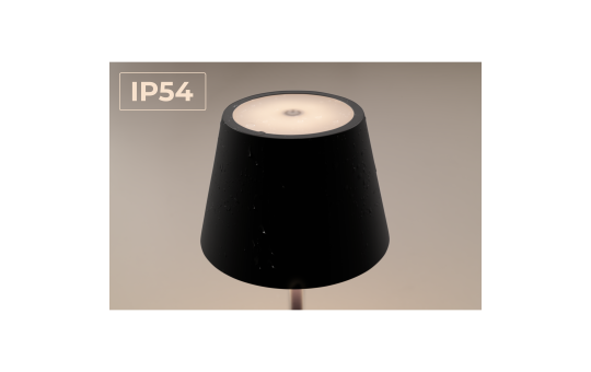 ROLF KERN LED Tischlampe | CLUB 25cm | Aufladbarer Akku Tischleuchte ohne Kabel, dimmbar per Touch, IP54 für Innen und Außen geeignet 2700K warmes Licht mit USB Ladekabel schwarz [Energieklasse G]