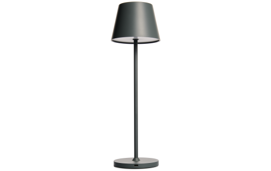 ROLF KERN – LED Tischlampe | CLUB 38cm | Aufladbarer Akku, Tischleuchte ohne Kabel, dimmbar per Touch, IP54 für Innen und Außen geeignet, 2700K Licht warmweiß, laden mit USB Kabel, basaltgrau [Energieklasse G]