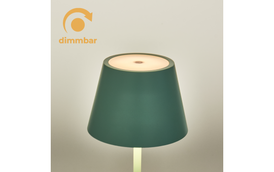 ROLF KERN – LED Tischlampe | CLUB 38cm | Aufladbarer Akku, Tischleuchte ohne Kabel, dimmbar per Touch, IP54 für Innen und Außen geeignet, 2700K Licht warmweiß, laden mit USB Ladekabel, türkis [Energieklasse G]