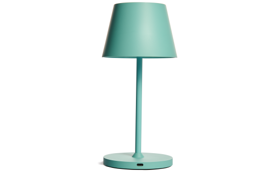 ROLF KERN LED Tischlampe | CLUB 25cm | Aufladbarer Akku Tischleuchte ohne Kabel, dimmbar per Touch, IP54 für Innen und Außen geeignet 2700K warmes Licht mit USB Ladekabel türkis [Energieklasse G]