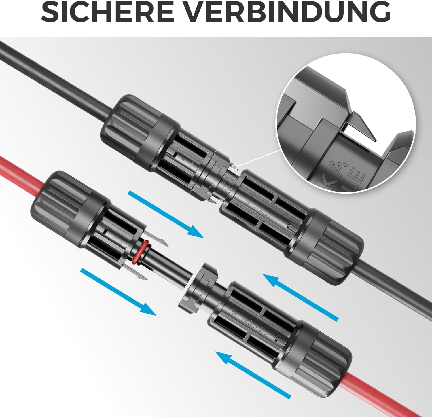 50m PV4 Solarkabel Verlängerung Set 6mm² für Photovoltaik-Anlagen - Verlängerungskabel für Serielle & Parallele Verkabelungen - 1kV AC 1,5kV DC - Wetterfest UV-Beständig IP68 - Rot & Schwarz