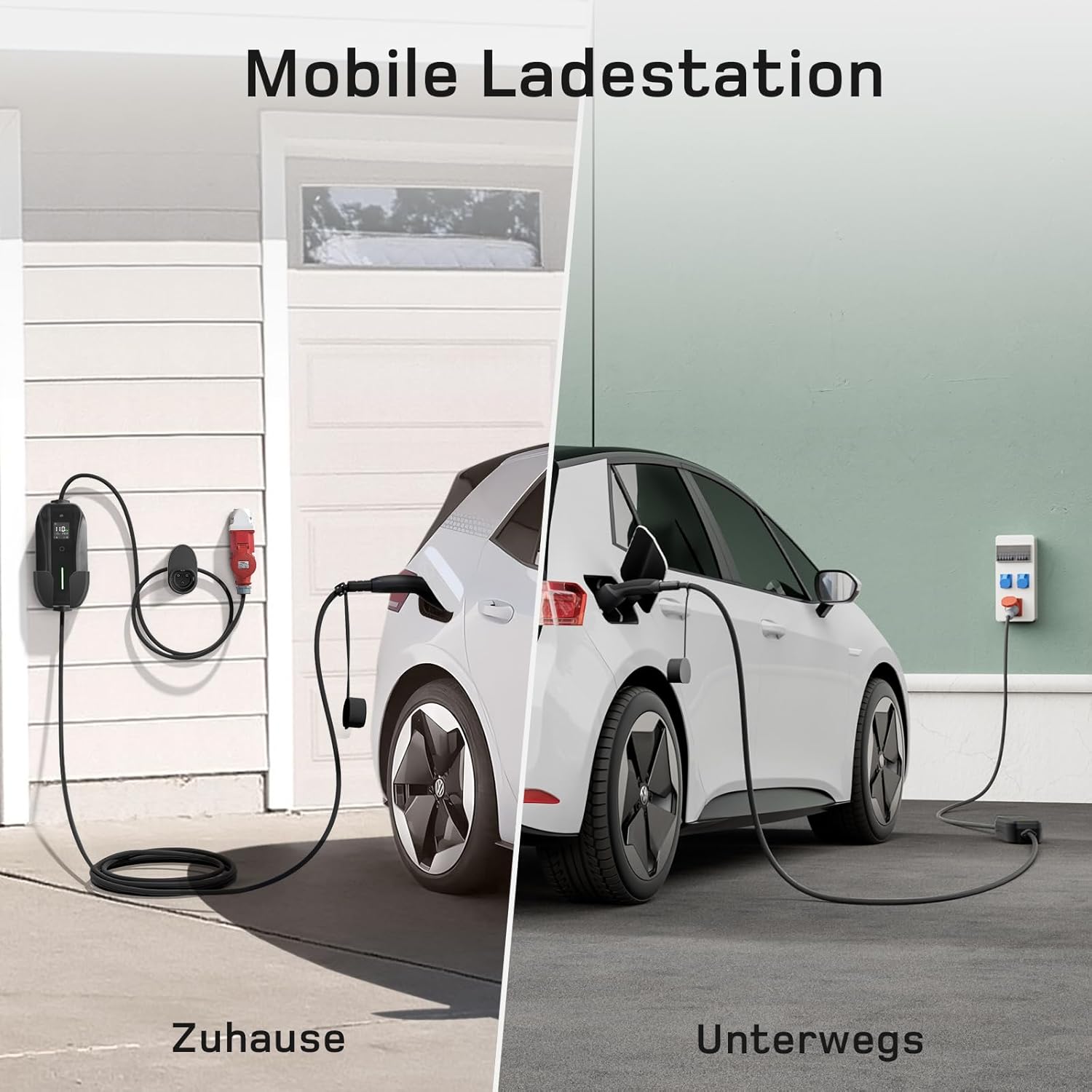 Mobile Wallbox/Ladestation 11kW [3-phasig | 7m | 6-16A] mit Traveller Adapter Set, Ladekabel CEE 16A auf Typ 2 und EV Ladegerät für Model Y/3, ID.3/4/5, MG4, EX30, e-up, e-tron, Zoe und andere EV