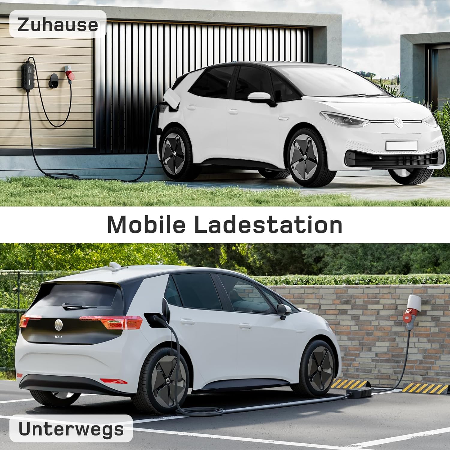 Mobile Wallbox/Ladestation 22kW [3-phasig | 10m | 6-32A] mit stromzähler, Ladekabel CEE 32A auf Typ 2 und EV Ladegerät für Model Y/3, ID.3/4/5, MG4, EX30, e-up, e-tron, Zoe und andere EV/PHEV