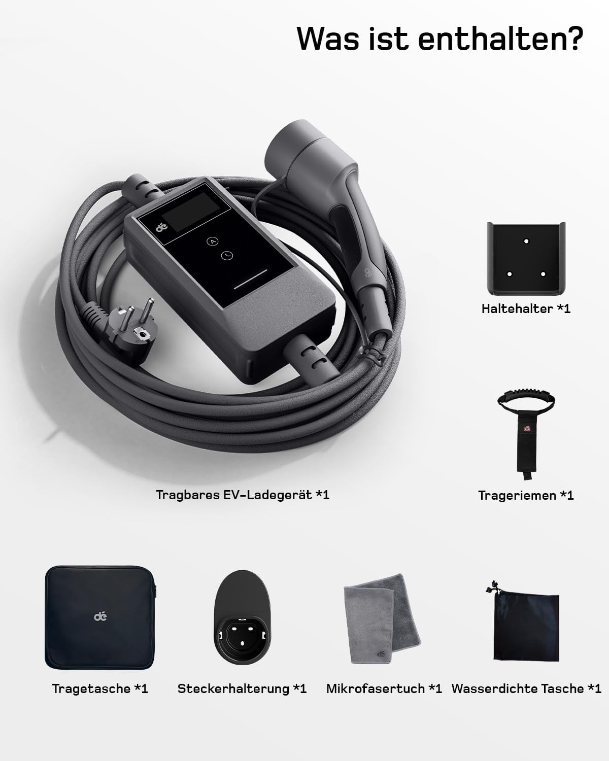 Typ 2 Ladekabel Schuko mit APP 3,7kW [5,5m, 6-16A, 1-phasig] Ladekabel Typ 2 Schuko mit Fernsteuerbarer Leistung - EV Charger 3,7kW für e Auto ID.3/4/5/7, Model Y/3, ENYAQ und Anderen PHEV/EV