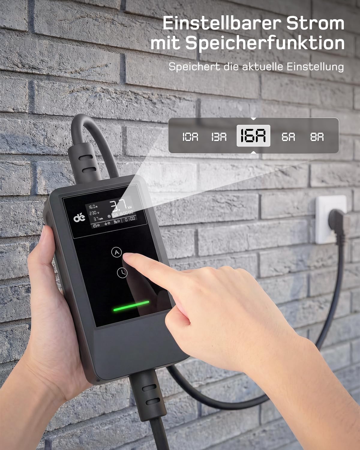 Typ 2 Ladekabel Schuko mit APP 3,7kW [15m, 6-16A, 1-phasig] Ladekabel Typ 2 Schuko mit Fernsteuerbarer Leistung - EV Charger 3,7kW für e Auto ID.3/4/5/7, Model Y/3, ENYAQ und Anderen PHEV/EV
