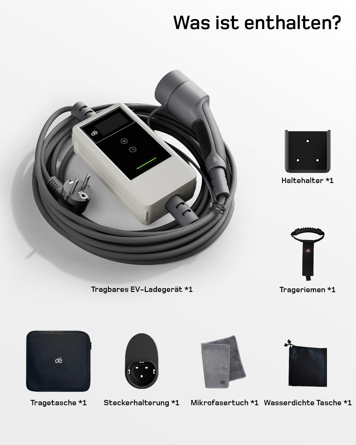 Typ 2 Ladekabel Schuko mit APP 3,7kW [7m, 6-16A, 1-phasig] Ladekabel Typ 2 Schuko mit Fernsteuerbarer Leistung - EV Charger 3,7kW Weiß für e Auto ID.3/4/5/7, Model Y/3, ENYAQ und Anderen PHEV/EV