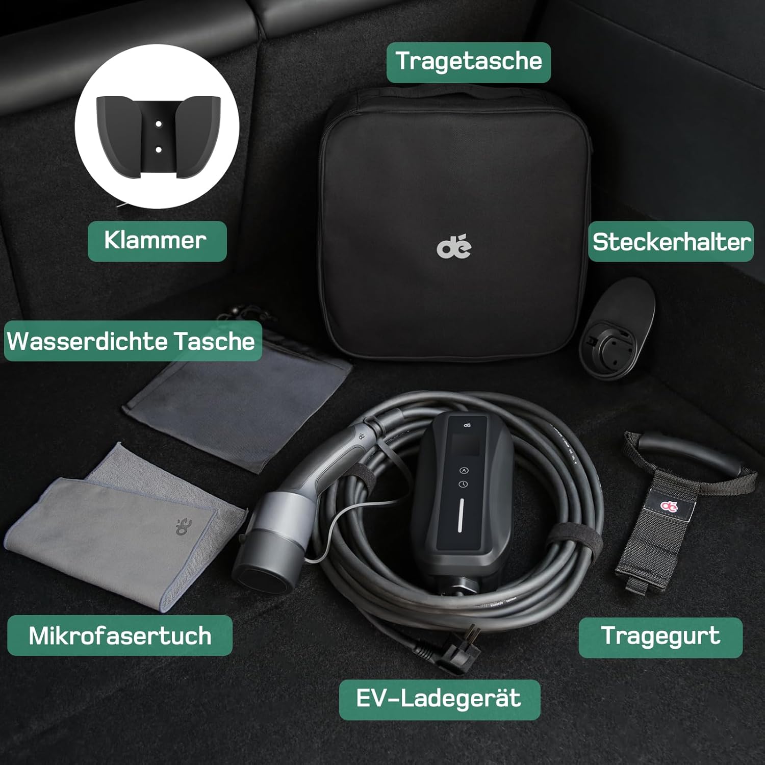 Ladekabel Typ 2 Schuko 3,68kW [1-phasig, 15m, 6-16A] EV Chargers mit Steuerbarer Digitalanzeige für Elektroauto, Ladekabel e Auto für Model 3/Y, ID.3, ID.4, ID.5, MG4, Q4, Gla und Anderen PHEV/EV