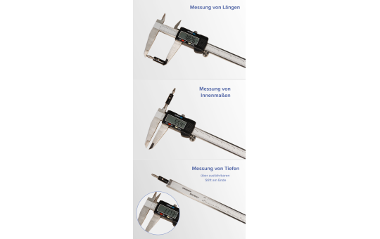 digitale Schieblehre McPower ''MS-200'' 200mm, LC-Display, mm und inch