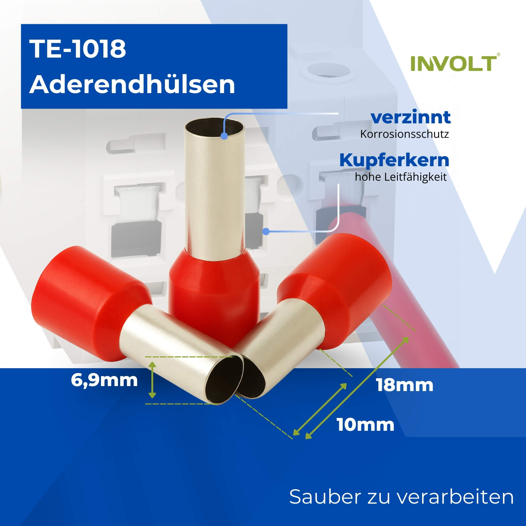 H07V-K 10 mm² Verdrahtungsleitung Set, 5x je 5m Einzelader Schwarz, Blau, Braun, Grau, Grün-Gelb + Zubehör