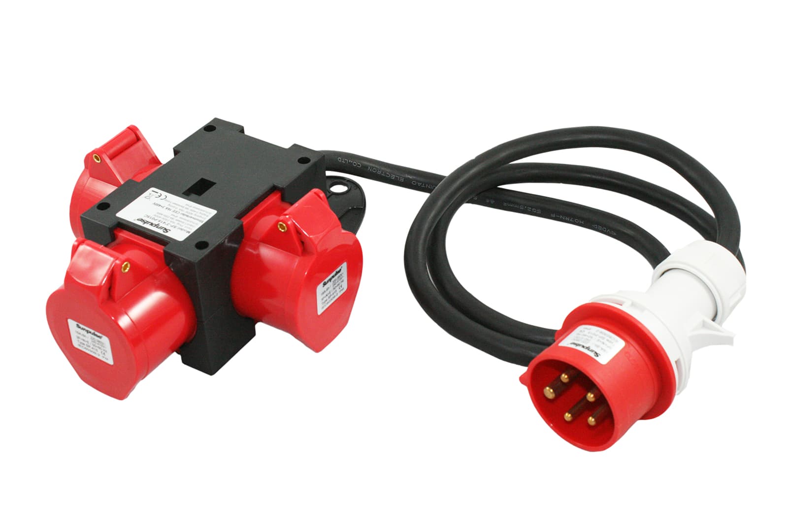 CEE Adapter 16A 3 x 400V 16A Baustromverteiler Stecker Kupplung Verteiler 5-polig IP44 91445