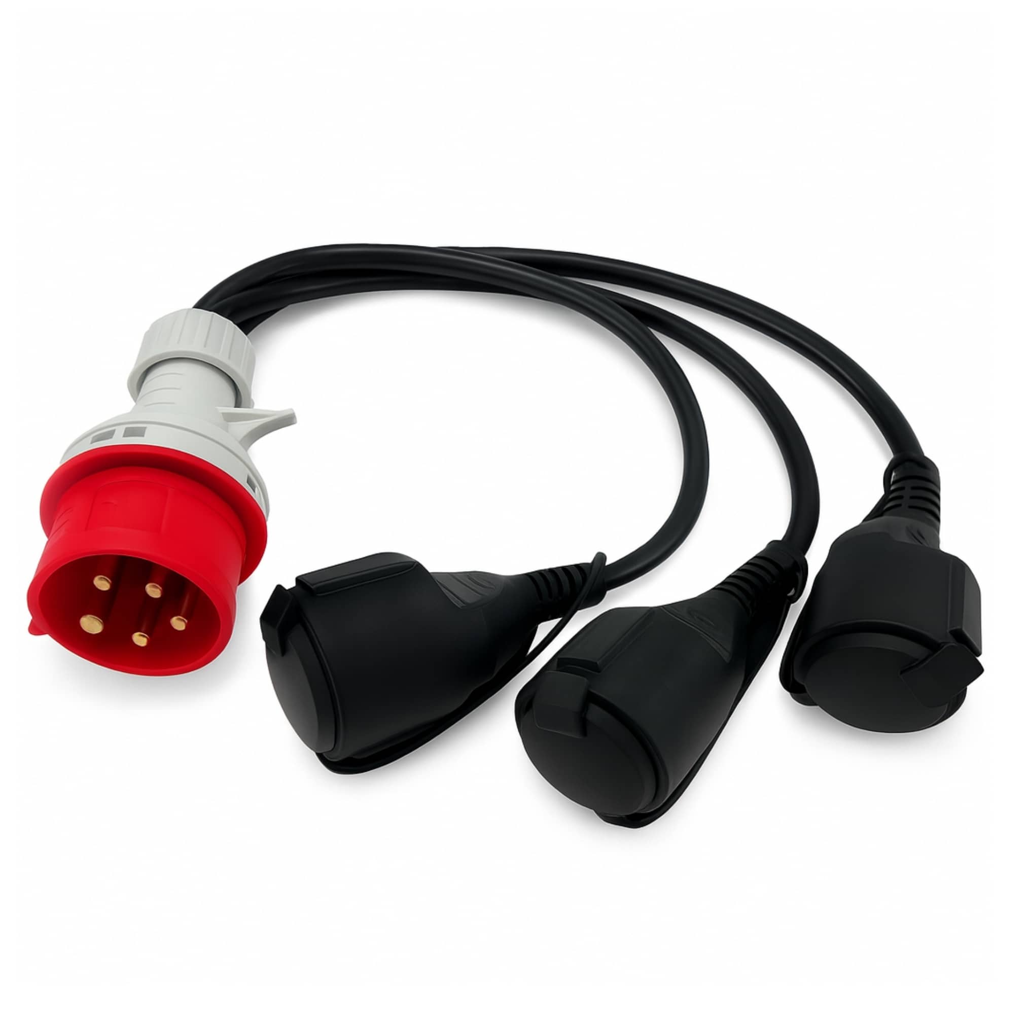 CEE-Adapter Starkstrom 16 A 400 V auf 3x Schuko 230 V IP44