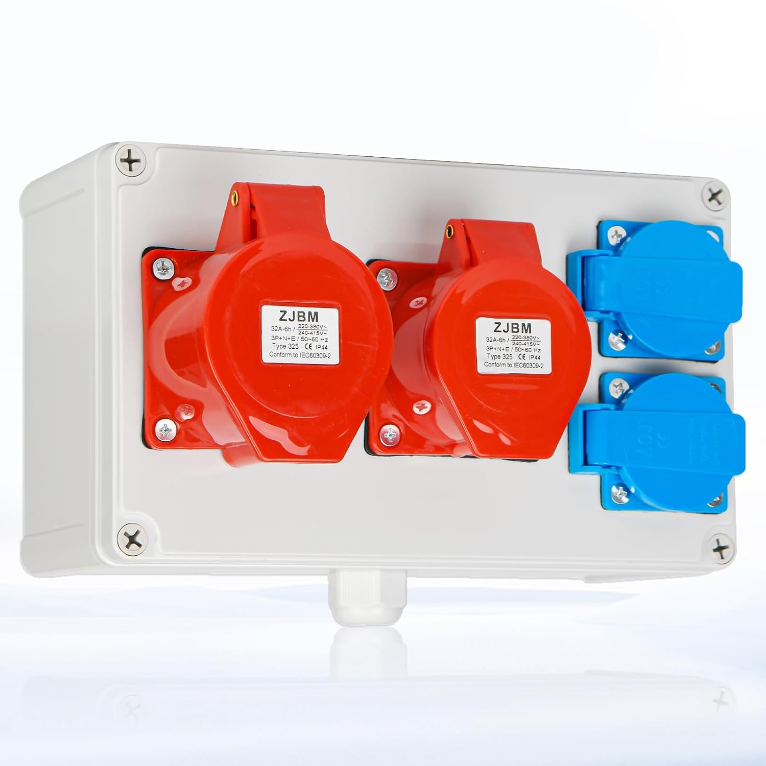 Wandverteiler 2x 230V Schuko + 1x CEE 32A 400V + 1x CEE 16A 380V