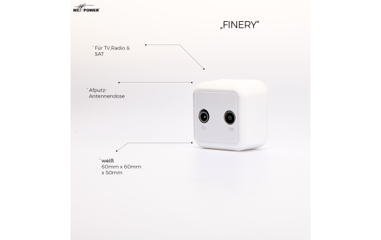 Antennendose McPower ''Finery'' für TV, Radio und Sat, AP, weiß
