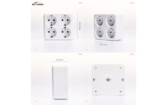 Schutzkontakt-Steckdose 4-fach McPower ''Finery'', 250V/16A,AP,Einsteckschutz,weiß