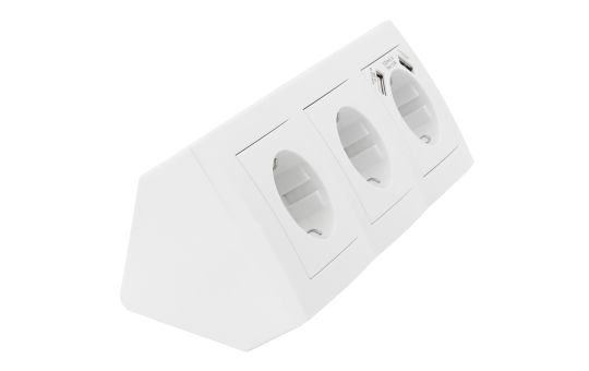 Steckdosenblock McPower ''Flair'' Aufbau, weiß, 3-fach Schutzkontakt + USB