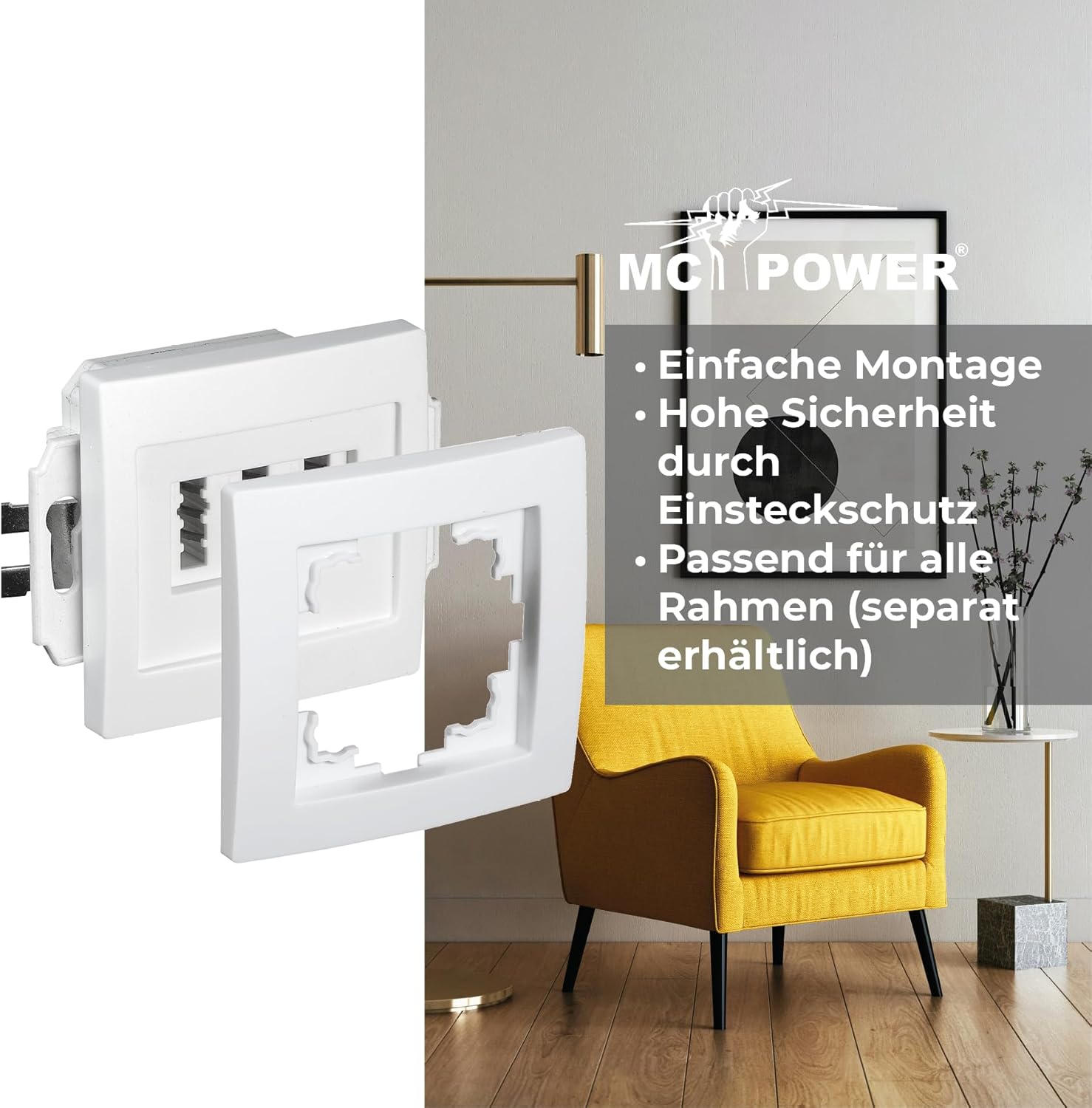 McPower TAE-NFN-Anschlussdose | Flair | 3x 6-polig, Unterputz, IP20, für eine einfache Telefoninstallation, ideal für Haushalte und Büros, weiß