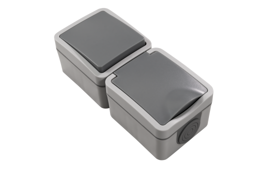 Feuchtraum Kombi-Dose McPower ''Fix'',Schalter+Steckdose,Steckanschluss, 250V~, AP