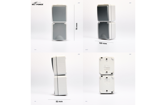 Feuchtraum Kombi-Dose McPower ''Fix'',Schalter+Steckdose,Steckanschluss, 250V~, AP