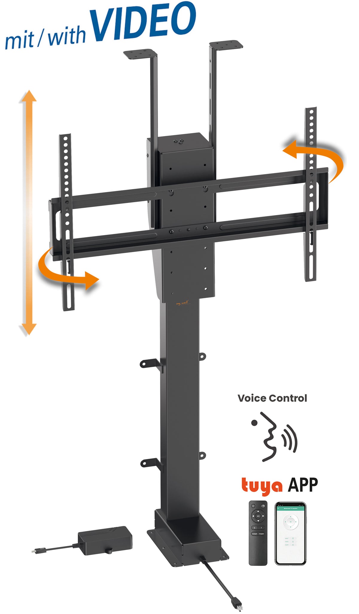 MyWall HP67-2 elektrischer drehbarer TV Lift für 37-80" Bildschirme (mit Fernbedienung, für 94-203cm TVs, max. 60kg Belastbarkeit)