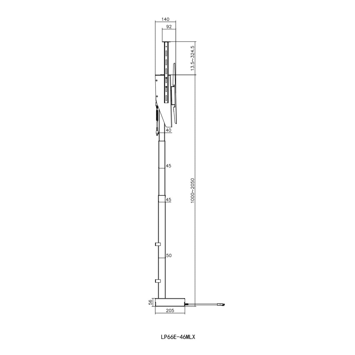 MyWall HP67-2 elektrischer drehbarer TV Lift für 37-80" Bildschirme (mit Fernbedienung, für 94-203cm TVs, max. 60kg Belastbarkeit)
