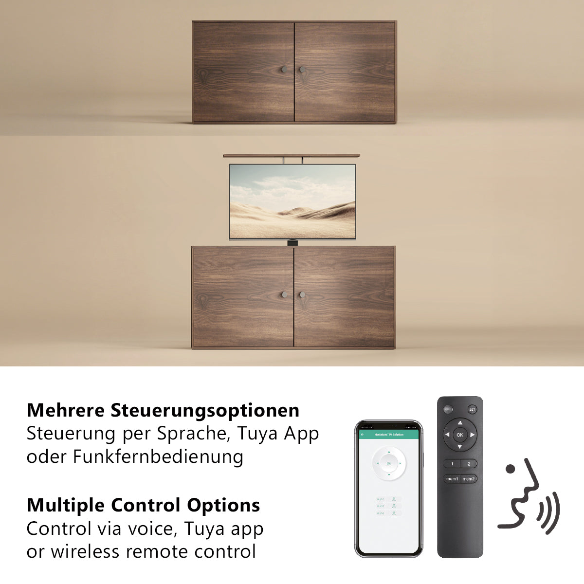 MyWall HP67-2 elektrischer drehbarer TV Lift für 37-80" Bildschirme (mit Fernbedienung, für 94-203cm TVs, max. 60kg Belastbarkeit)