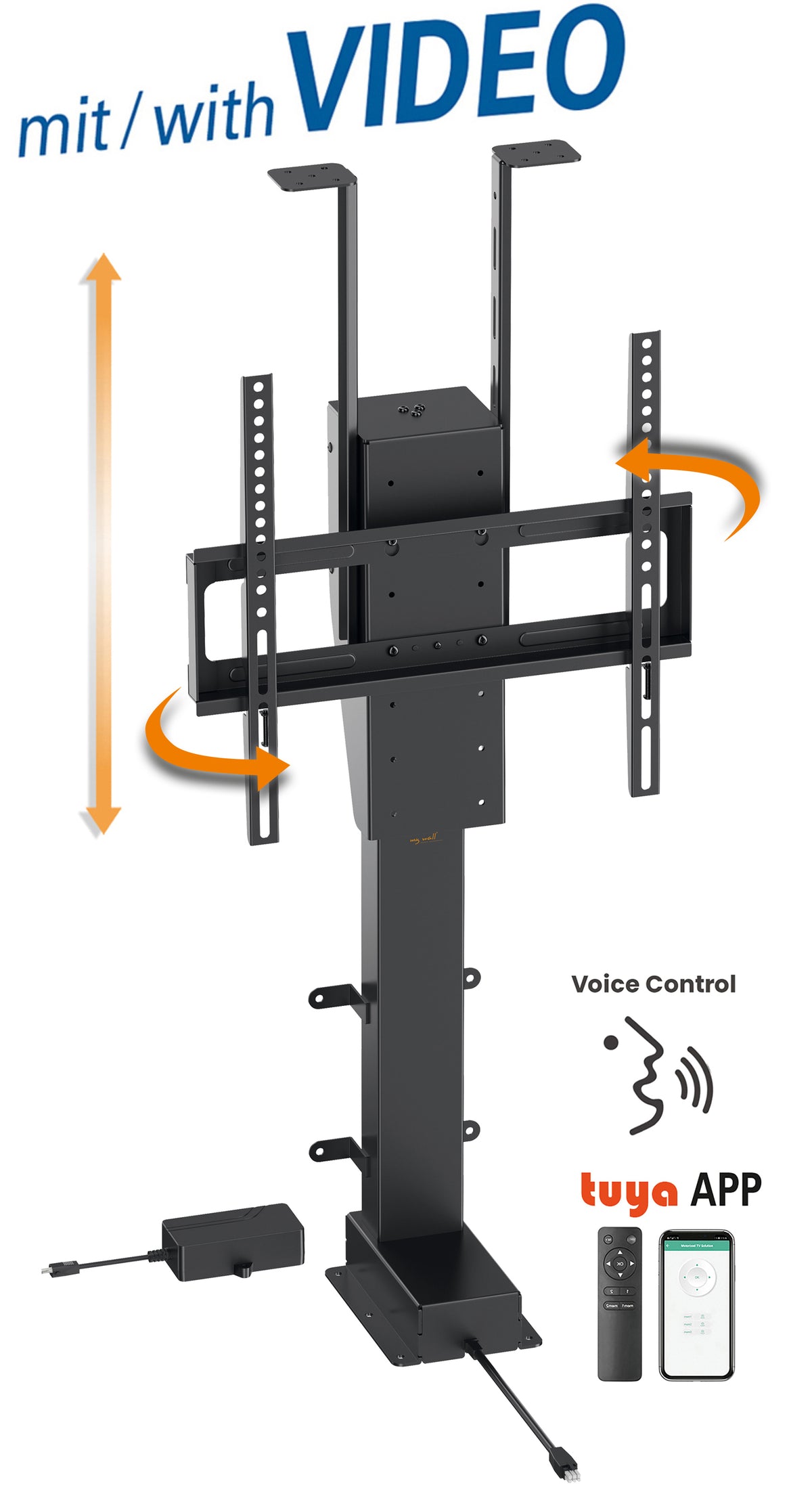 MyWall HP67-1 elektrischer drehbarer TV Lift für 32-55" Bildschirme (mit Fernbedienung, für 81-140cm TVs, max. 60kg Belastbarkeit)