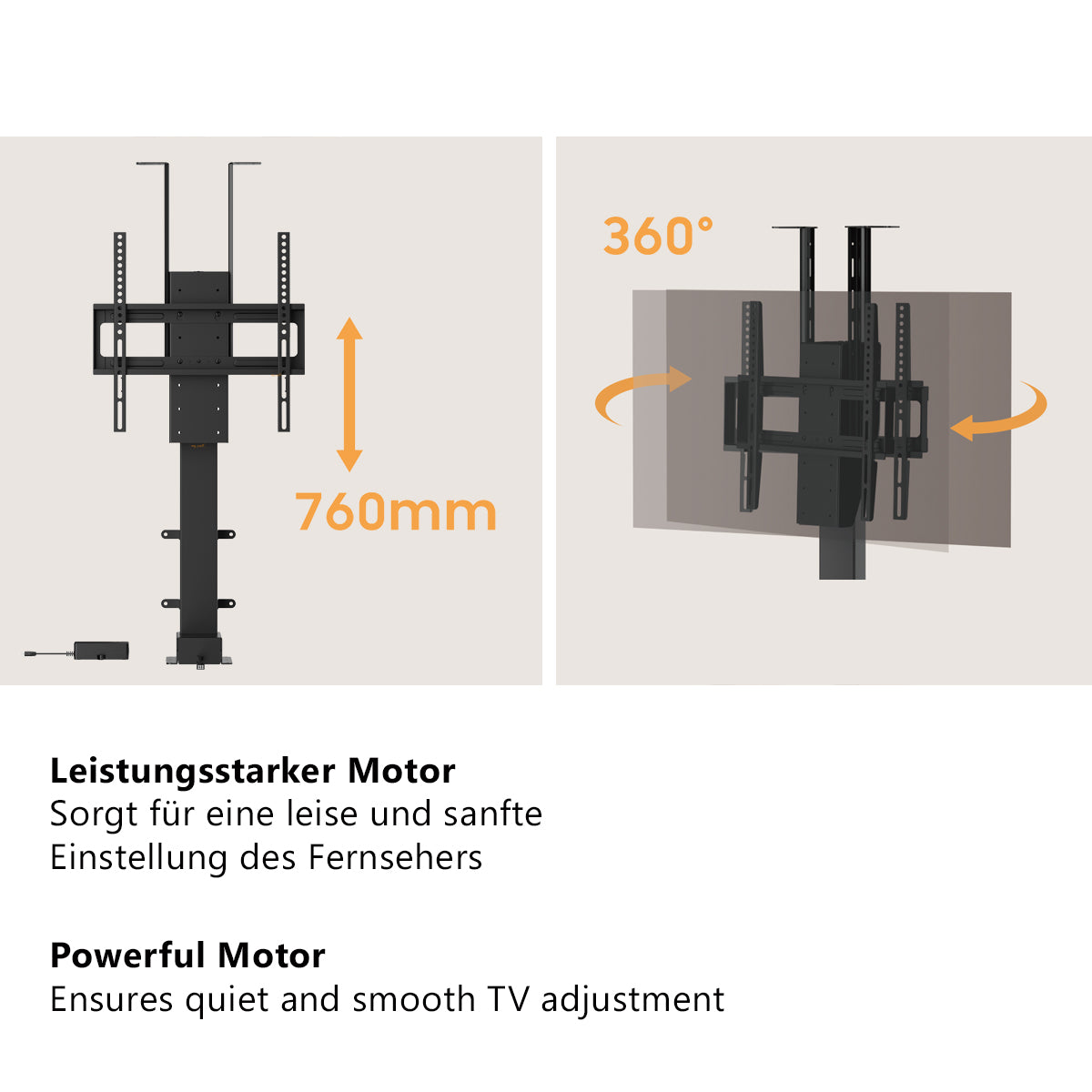 MyWall HP67-1 elektrischer drehbarer TV Lift für 32-55" Bildschirme (mit Fernbedienung, für 81-140cm TVs, max. 60kg Belastbarkeit)
