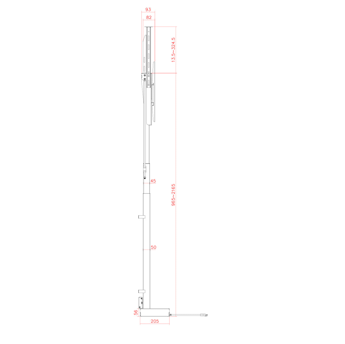 MyWall HP66-3 elektrischer TV Lift zum hochfahren & herunterlassen 43-88" Bildschirme (mit Fernbedienung, für 109-224cm TVs, max. 60kg Belastbarkeit)