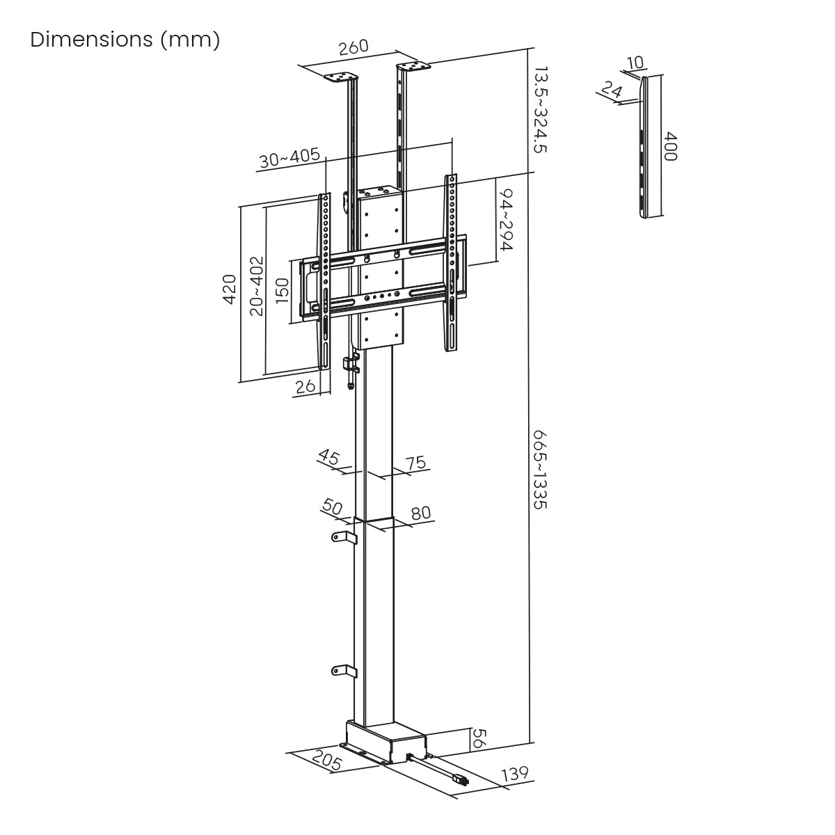 MyWall HP66-1 elektrischer TV Lift zum hochfahren & herunterlassen 32-48" Bildschirme (mit Fernbedienung, für 81-122cm TVs, max. 60kg Belastbarkeit)