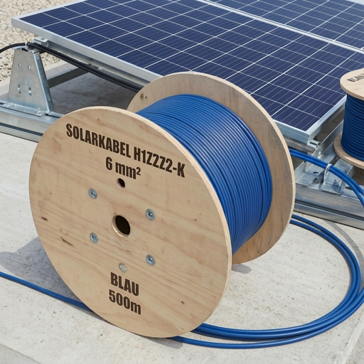 500m Solarkabel 6mm² Blau - UV-beständig, flexibel, Photovoltaik Kabel, PV Kabel, Solar Anschlusskabel für Solarpanel, Wechselrichter & Laderegler - langlebig