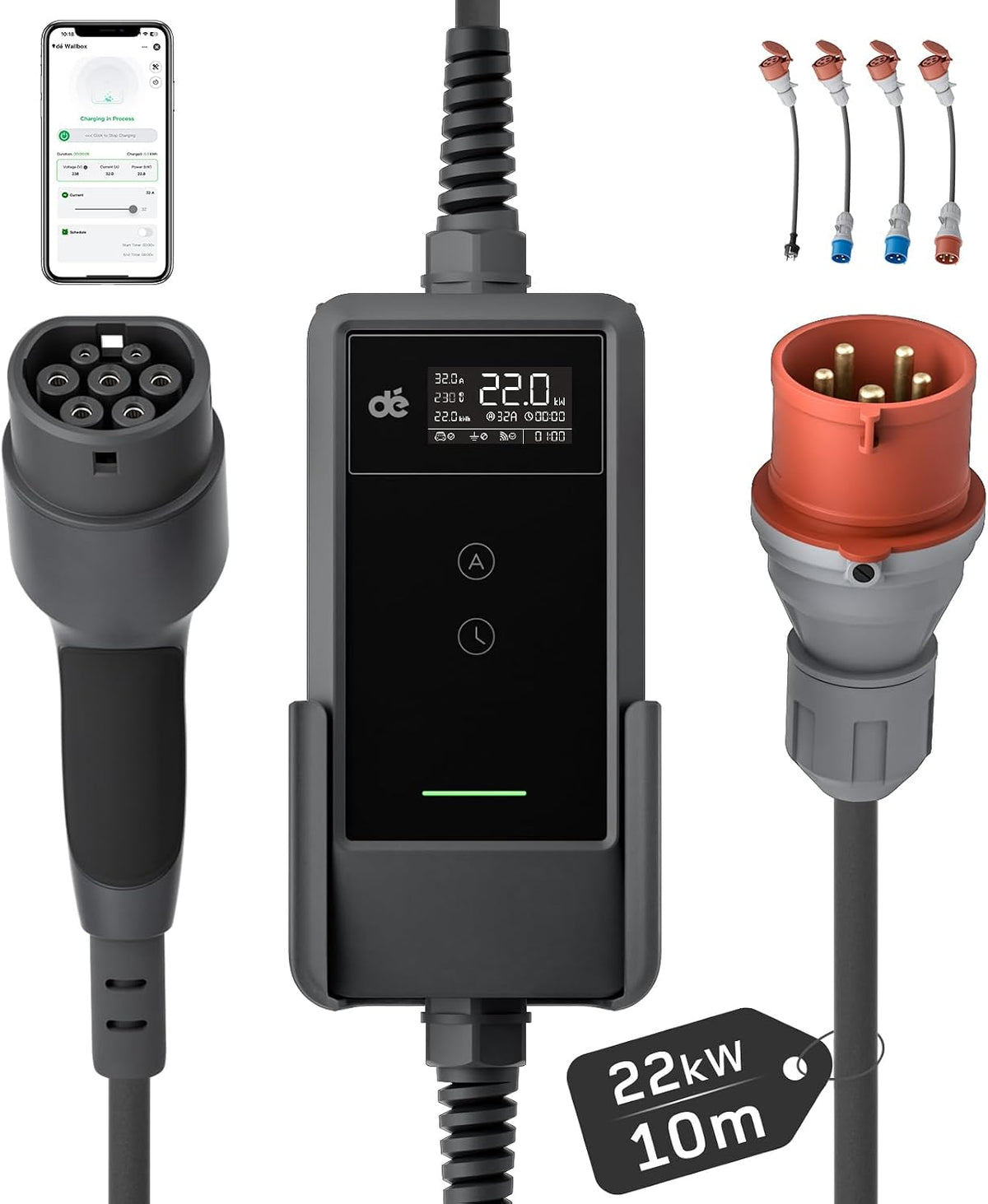 Mobile Wallbox / Ladestation 22kW App [3-phasig | 10m]