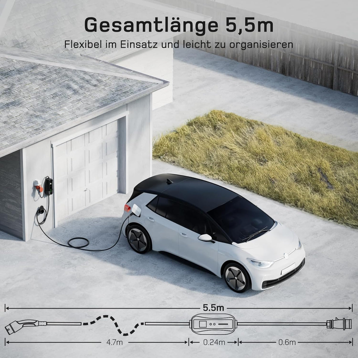 Mobile Wallbox 11kW [3-phasig, 5,5m, 6-16A] mit Einstellbarer Ladeleistung