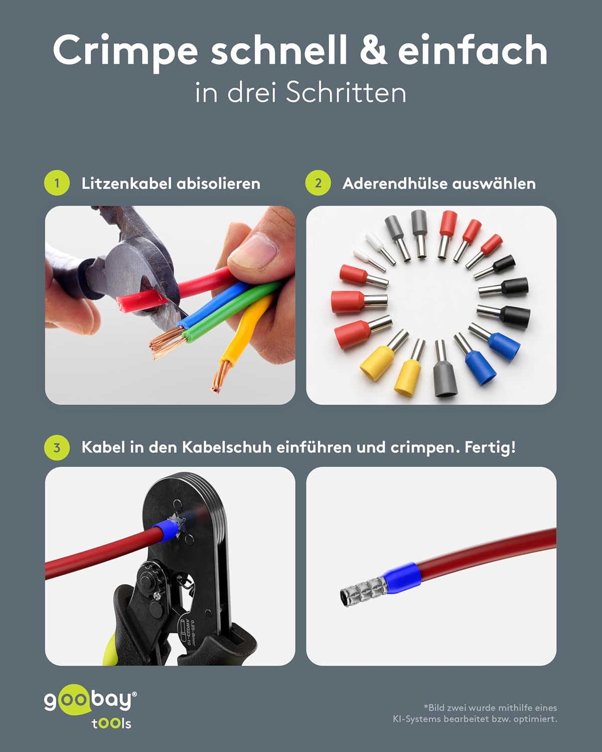 Sechskant-Crimpzange für Aderendhülsen 0,25–10 mm², Presszange, HSC8 6-6A, AWG23–10, Crimpwerkzeug für isolierte und unisolierte Kabelhülsen