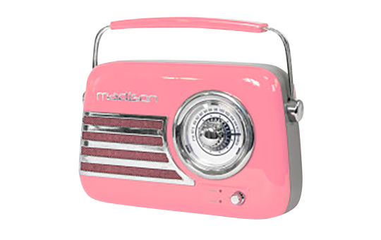 Tragbares Nostalgie Radio ''FREESOUND-VR40P'' mit Bluetooth USB & FM 30W pink