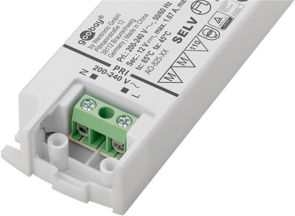 LED Trafo 230V auf 12V LED Spot 12V Transformator 20W Gesamtlast LED Treiber 12V DC Gleichspannung LED Driver 12V