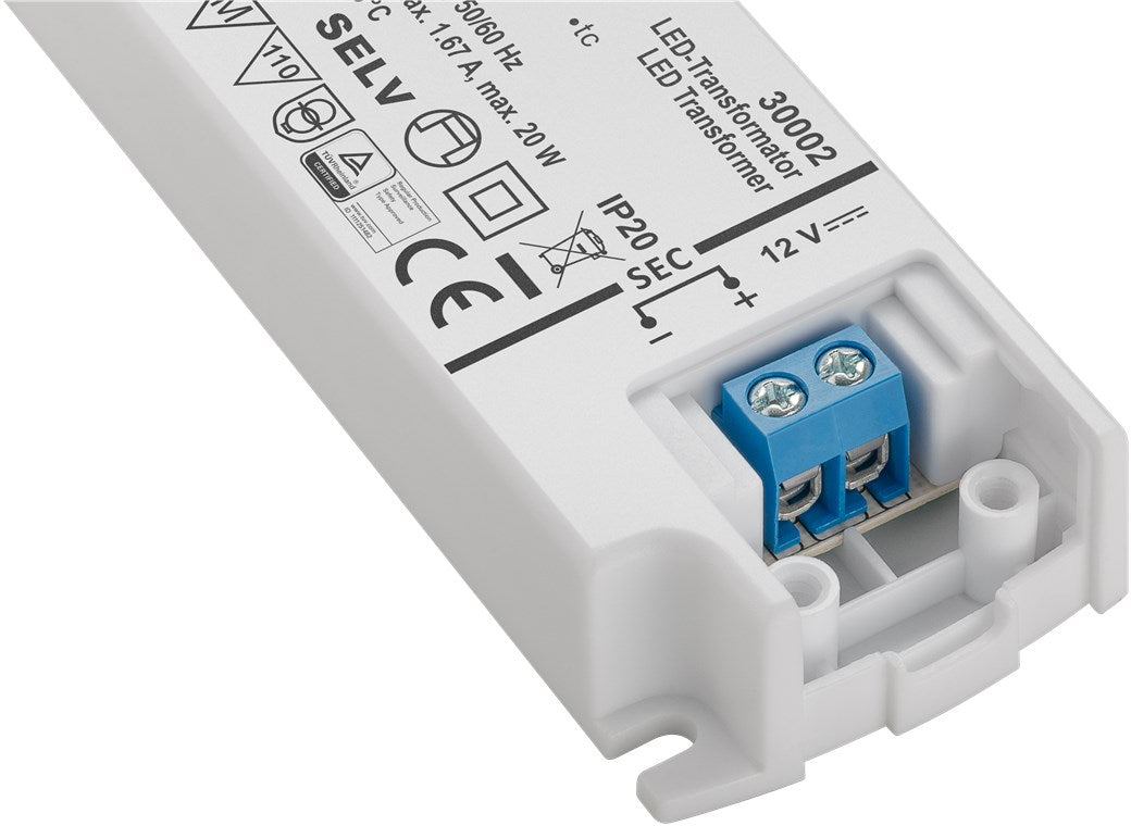 LED Trafo 230V auf 12V LED Spot 12V Transformator 20W Gesamtlast LED Treiber 12V DC Gleichspannung LED Driver 12V