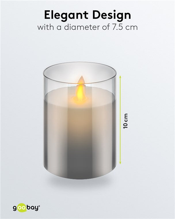 LED Echtwachskerze im Glas / 10cm hoch / Flammenlose Kerzen mit beweglicher Flamme / Batteriebetriebene Kerzen / LED Tisch Deko / LED-Kerzen mit Timer