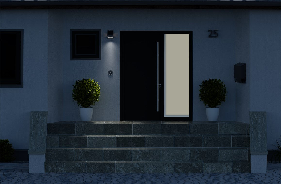Goobay LED Solarleuchte Außenstrahler mit Bewegungsmelder Aussen / 1,5W Solar Lampe Outdoor / IP65 Gartenstrahler / Außenlampe mit Bewegungsmelder PIR Sensor / Schwarz [Energieklasse A++]